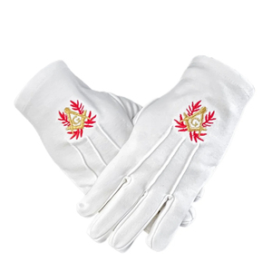 Guantes de ceremonia de algodón blanco de alta calidad para uso ritual masónico, regalia fraternal formal, suaves y cómodos para usar en las manos. - Product Image 3