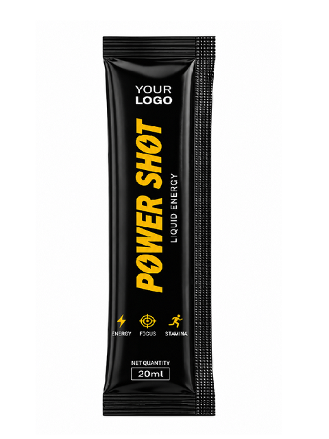 Power Drink Shots Individual Powder Packets Convenient Ready Drink Natural Health Care Beverage Format Custom Printed Packaging