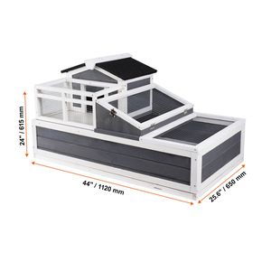 Enclos en bois pour tortues à 3 pièces, habitat à 2 étages avec balcon et rampe, structure de jeu intérieure/extérieure pour tortues - Product Image 2
