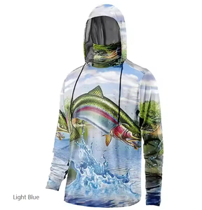 Chemises et hauts de pêche en polyester antibactérien 100% polyester avec col à capuche Sublimation - Product Image 3