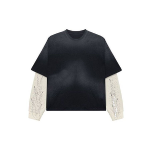 Camiseta Personalizada para Hombre, 320 g/m², Lavado Ácido, Estilo Desgastado, Manga de Punto Tipo Waffle, Camiseta de Algodón de Doble Capa, Manga Larga - Product Image 3