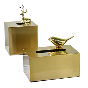 Boîte à mouchoirs rectangulaire en métal de haute qualité, décoration d'intérieur, boîte de rangement en métal argenté, porte-serviettes pour fournitures hôtelières - Product Image 5