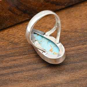 Bague en turquoise bleu cuivre, argent sterling 925, bijoux ethniques faits à la main, bague en turquoise naturelle, cadeau pour elle - Product Image 2
