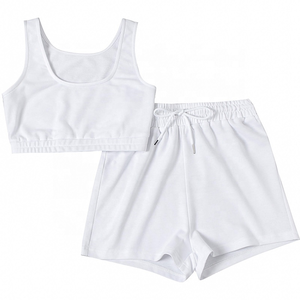 New Women's Summer Sports Casual Two-Piece Solid Plus Size Shorts Yoga Set Front Logo Eco-Friendly Breathable Quick Dry 100% - Product Image 3