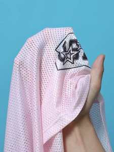 Maillot de sport en mesh personnalisé par sublimation, rose pastel, coupe oversize, streetwear unisexe, mode été, vente en gros OEM - Product Image 3