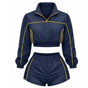Conjuntos de cortavientos 2 en 1 para mujer 2026, personalizados, ligeros, transpirables, de invierno, estilo urbano, con cuello alto y cierre con cordón frontal - Product Image 1