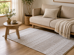 Geometric Beaded Rectangle Area <b>Rug</b> Neutral Indoor Textured Eco-Friendly Carpet <b>Runner</b> for Living Room Bedroom <b>Hallway</b> - Product Image 6