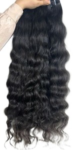 26 Inch Long Raw Indian Curly <b>Human</b> Hair Bundle Natural Black Single Drawn Curly Hair Extension Machine Weft Soft Full Texture - Product Image 3