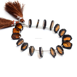 Perles de pierres précieuses de tourmaline bio faites à la main 6 pouces en forme de tranche lisse 10x14 MM brin de tourmaline bio pour bracelet de bijoux de qualité supérieure - Product Image 2