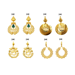 24K Gold Plated Bridal Jewelry Set-Luxury Designer Coin Earrings - Product Image 2