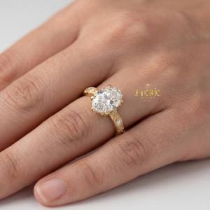 Diamante Cultivado en Laboratorio de Corte Ovalado de Moda, Claridad VS, 1.00-3.00 CT, Oro Sólido de 14K/18K, para Compromiso, Boda, Fiesta, Aniversario - Product Image 2