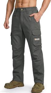 Men's Polyester <b>Work</b> <b>Pants</b> Abrasion Resistant <b>Cargo</b> Trousers with Tool Pockets Gray - Product Image 2