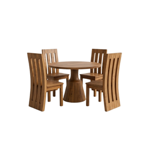 Ensemble de salle à manger rond en teck de qualité supérieure ARTERRA, table basse moderne avec chaises pour la maison et la villa - Product Image 1