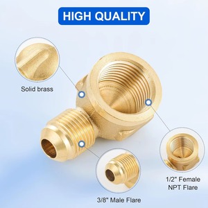 Raccord de raccordement en laiton 3/8" mâle x 3/8" NPT femelle 90° °   Coude, SAE 45 °   Connecteur de tube évasé pour la plomberie au gaz propane - Product Image 5