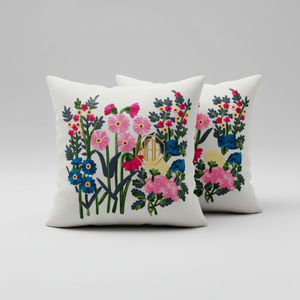 Funda de Cojín Bordada a Mano con Diseño Floral y de Aves Coloridas, Funda Decorativa de Algodón para Cojín de Sofá, Decoración del Hogar para Sala de Estar - Product Image 2