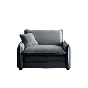 Divano Singolo Profondo in Corduroy Grigio con Poggiapiedi e Cuscino per Soggiorno e Camera da Letto, Adatto a Diverse Occasioni - Product Image 4