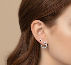 Pendientes de Aro Curvos de Oro Sólido de 14K con Diamantes Redondos Engastados en Bisel, Diamantes Cultivados en Laboratorio con Aspecto de Burbuja, para Uso Diario - Product Image 3