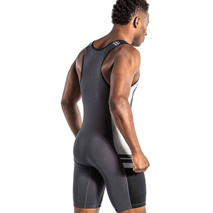 Combinaison de lutte unisexe jaune ajustée 100% polyester extensible imprimée par décharge 140g, vêtement de sport de combat une pièce taille adulte - Product Image 3