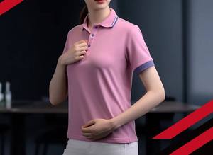 Polo de Manga Corta Rosa para Mujer, Color Sólido, Corte Regular, Cierre de Botones, Estilo Casual, Tejido de Poliéster Transpirable - Product Image 3
