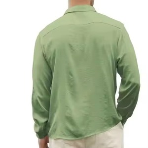 Nouvelle Chemise Habillée Formelle Homme en Lin/Coton Infroissable, Couleur Unie, Col Montant, Manches Longues, Popeline, Style Décontracté pour l'Automne - Product Image 4