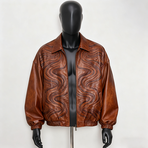 2026 Men <b>Silver</b> Metallic PU Leather Bomber <b>Jacket</b> Plaid Patchwork Streetwear Hip Hop Turn-down Collar Windbreaker Zipper Coat - Product Image 5