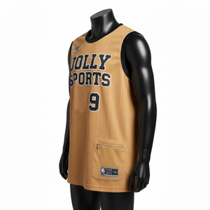 Camiseta de baloncesto para hombre, sin mangas, con ribete de malla de poliéster GSM, estampado personalizado, con bolsillo, 100% algodón, corte holgado. - Product Image 3