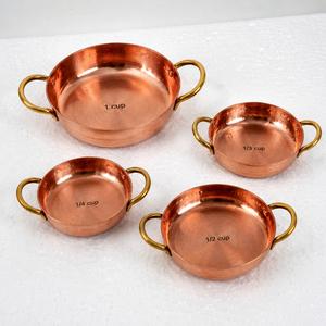 Handmade Pure Copper <b>Measuring</b> Cups Set Wooden Handle Kitchen <b>Measuring</b> Scoop Baking Coffee Tea Tools OEM ODM Manufacturer - Product Image 2
