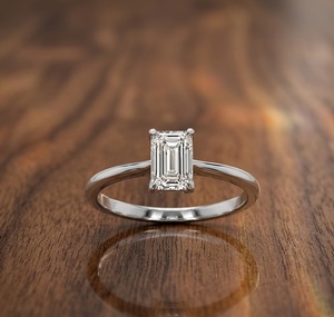 Anillo de Compromiso de Oro de 14K VBSR-139, 3CT, Color E, VS1, Certificado IGI, Corte Esmeralda, Anillo de Diamante Cultivado en Laboratorio, Anillo Solitario Clásico para Mujer - Product Image 1