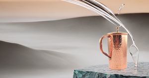 High Quality Copper Water Jug 2 Glass <b>Set</b> Metal Natural Health Coffee Tumbler Mug Juice Milk <b>Tea</b> <b>Cups</b> Handles for Home Office - Product Image 5