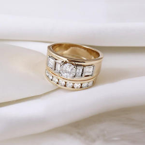 IGI/GIA Lab Grown Cut Diamond Vintage 14K Amarillo Boda/Anillo de compromiso Unisex Fino Oro blanco Aniversario Fiesta-Anillos dignos - Product Image 2