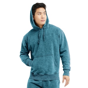 Sudadera con capucha de 400 GSM para hombre con logotipo personalizado OEM, sudadera sólida de invierno lavada con ácido teñida lisa de estilo informal de lavado vintage - Product Image 1