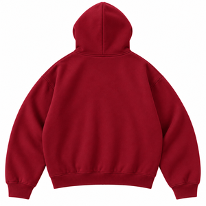 Sweat à capuche pull-over bordeaux pour homme, motif uni, polaire polyester, coupe oversize, style hip-hop streetwear, séchage rapide, hiver, fabricant - Product Image 2
