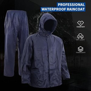 Combinaison de pluie en nylon imperméable avec capuche, veste et pantalon réfléchissants, légère, unisexe, pour le travail en extérieur, la pêche, la randonnée - Product Image 4