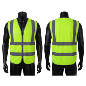 เสื้อกั๊กนิรภัยตาข่ายโพลีเอสเตอร์ 180 GSM สีเหลืองนีออน แผงสะท้อนแสง พิมพ์โลโก้ตามสั่ง - Product Image 3