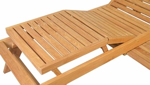 Mango Wood Modern Outdoor Sun Lounger Foldable Adjustable Back Eco-Friendly Hotel Apartment Patio Furniture with <b>Wheels</b> Cushions - Product Image 3