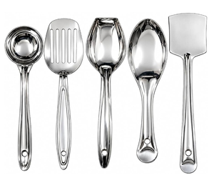 Cuillère de cuisine en acier inoxydable, design moderne et élégant, ensemble d'ustensiles de cuisine de qualité supérieure, ensemble de cuillères de cuisine à prix avantageux - Product Image 5