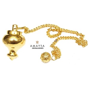 Hermoso Péndulo Metálico en Forma de Lágrima Dorada, Péndulo de Radiestesia Hecho a Mano, Metálico, Nuevo Estilo, Precio Razonable en Amayra Crystals - Product Image 1