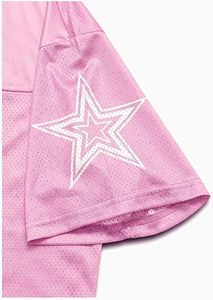 Maillot de football rose Genius 25 en mesh avec écusson étoile, personnalisable, fermeture à enfiler - Product Image 3