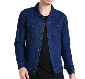 Fabricante de Ropa al por Mayor, Chaquetas Vaqueras para Hombre, Chaquetas Vaqueras de Color Sólido Básico Personalizadas - Product Image 1
