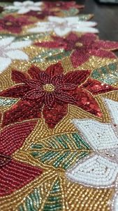 Embroidered Floral <b>Table</b> <b>Runner</b> Cotton Bohemian Style Home Decor Washable Hand Wash - Product Image 4