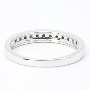 Wholesale OEM Luxury Band Design High Quality 18k Solid White Gold Rhodium Plated Classic Blue Sapphire Mens Ring - Product Image 5