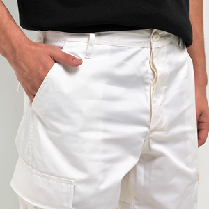 Men's <b>White</b> Heavyweight Casual <b>Cargo</b> Pants Elastic Waist Drawstring Closure Multiple Pockets Breathable Eco-Friendly 100% Cotton - Product Image 6