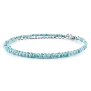 925 Sterling Silver Larimar Crystal Beads Choker Necklace 3mm Dainty Natural Gemstone <b>Jewelry</b> Wholesale 2026 Manufacturer - Product Image 6