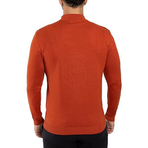 Pull à col roulé en tricot orange pour homme, manches longues, couleur unie, vêtement d'automne - Product Image 2