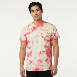 Camiseta de Manga Corta para Hombre, Tie-Dye, Corte Regular, Cuello Redondo, Diseño Casual de Punto de Algodón, Patrón Rojo y Blanco - Product Image 5