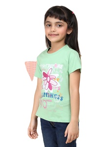 T-shirt à col rond 100% coton personnalisé pour filles disponible dans différentes méthodes et matériaux d'impression main à vendre - Product Image 6