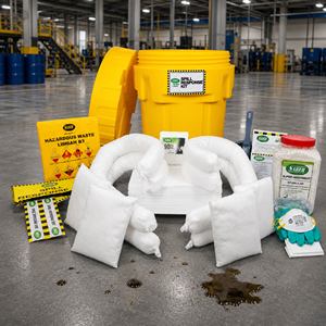 Kit anti-déversement d'hydrocarbures SABER robuste, 75 litres, absorbant, 100 % polypropylène, écologique, pour la réponse aux déversements et la récupération de fûts - Product Image 1