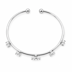 925 Sterling <b>Silver</b> Diamond Floral Open <b>Cuff</b> <b>Bracelet</b> for Women High Polish Elegant Party Wedding Gift Jewelry - Product Image 4