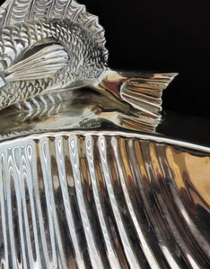 Plateau en métal plaqué argent en forme de coquillage avec poignée en forme de poisson, figurine de poisson, bougeoir, bol, décoration de luxe pour la maison, direct usine - Product Image 6