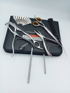 New Hair Extensions Tools Kit Silver Mirror Polish Stainless Steel Custom Logo Accepted Pliers Scissors Loop & <b>Hook</b> Metal <b>Clips</b> - Product Image 2